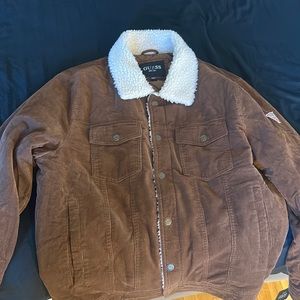 Guess Winter Jacket XL Brown Corduroy